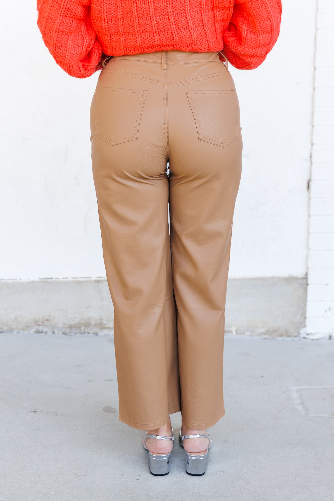 OLIVACEOUS FAUX LEATHER PANTS 