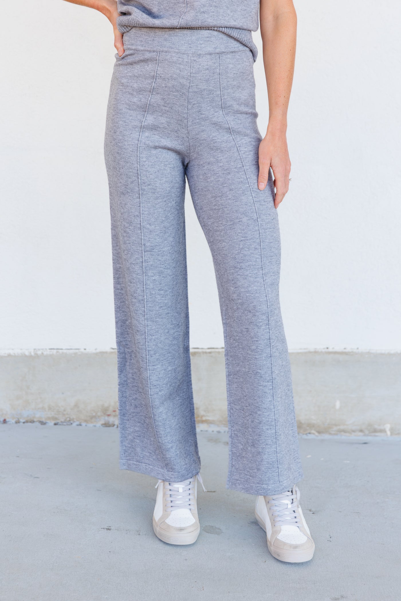 SKIES ARE BLUE WIDE-LEG KNIT PANTS WITH STRETCHY WAISTBAND