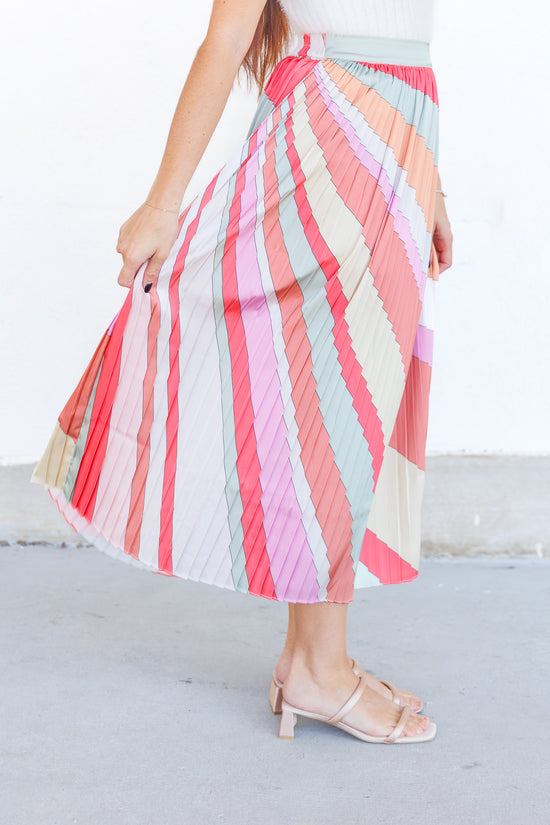 SKIES ARE BLUE MIDI COLORFUL SKIRT