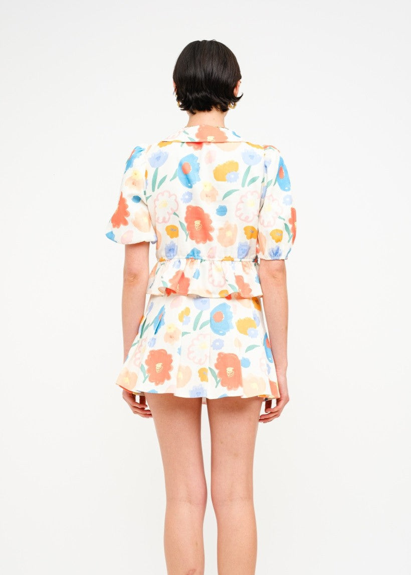 SOFIE THE LABEL BAILEY FLORAL TIE-FRONT BLOUSE, COLLARED, WHIMSICAL AND CHIC