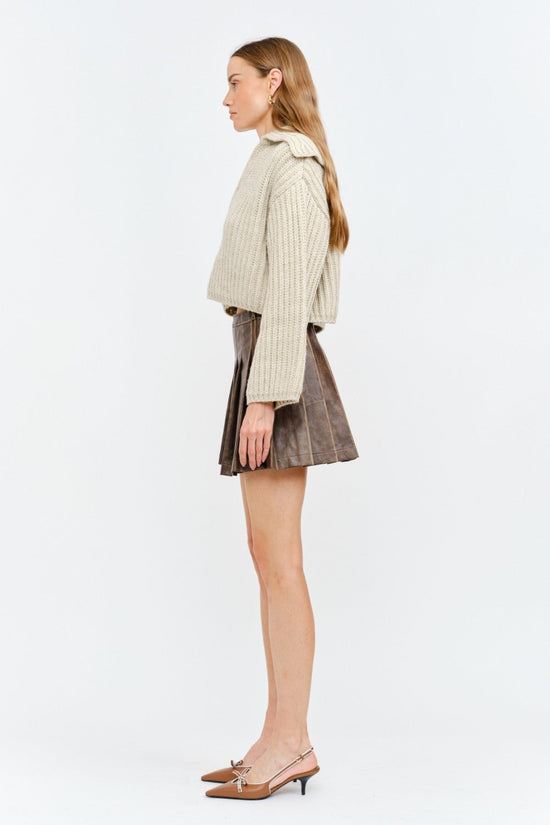 SOFIE THE LABEL HARLEY NATURAL LONG SLEEVE COLLARED PULLOVER