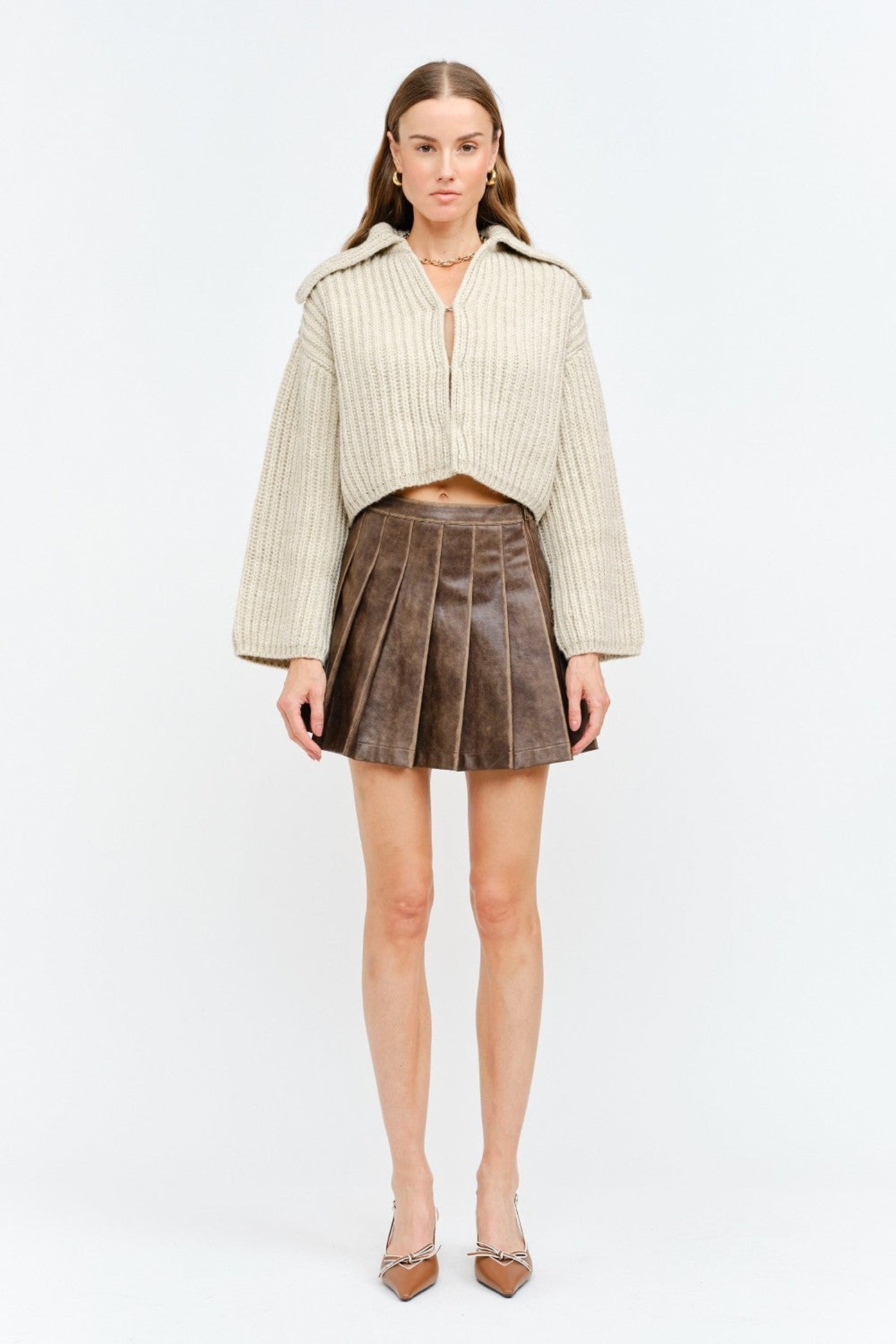 SOFIE THE LABEL HARLEY NATURAL LONG SLEEVE COLLARED PULLOVER