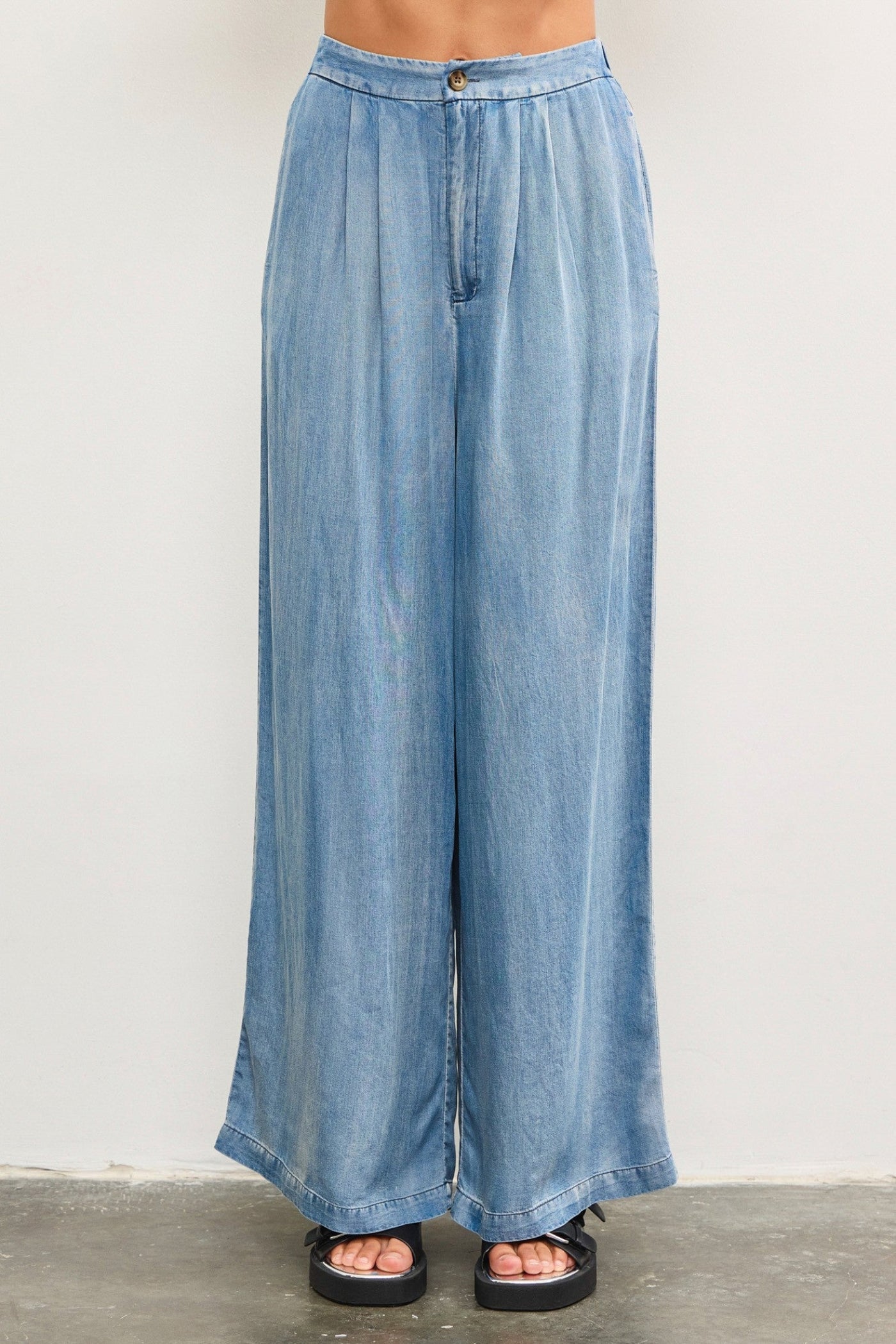 MUSTARD SEED DENIM WIDE LEG PANTS 