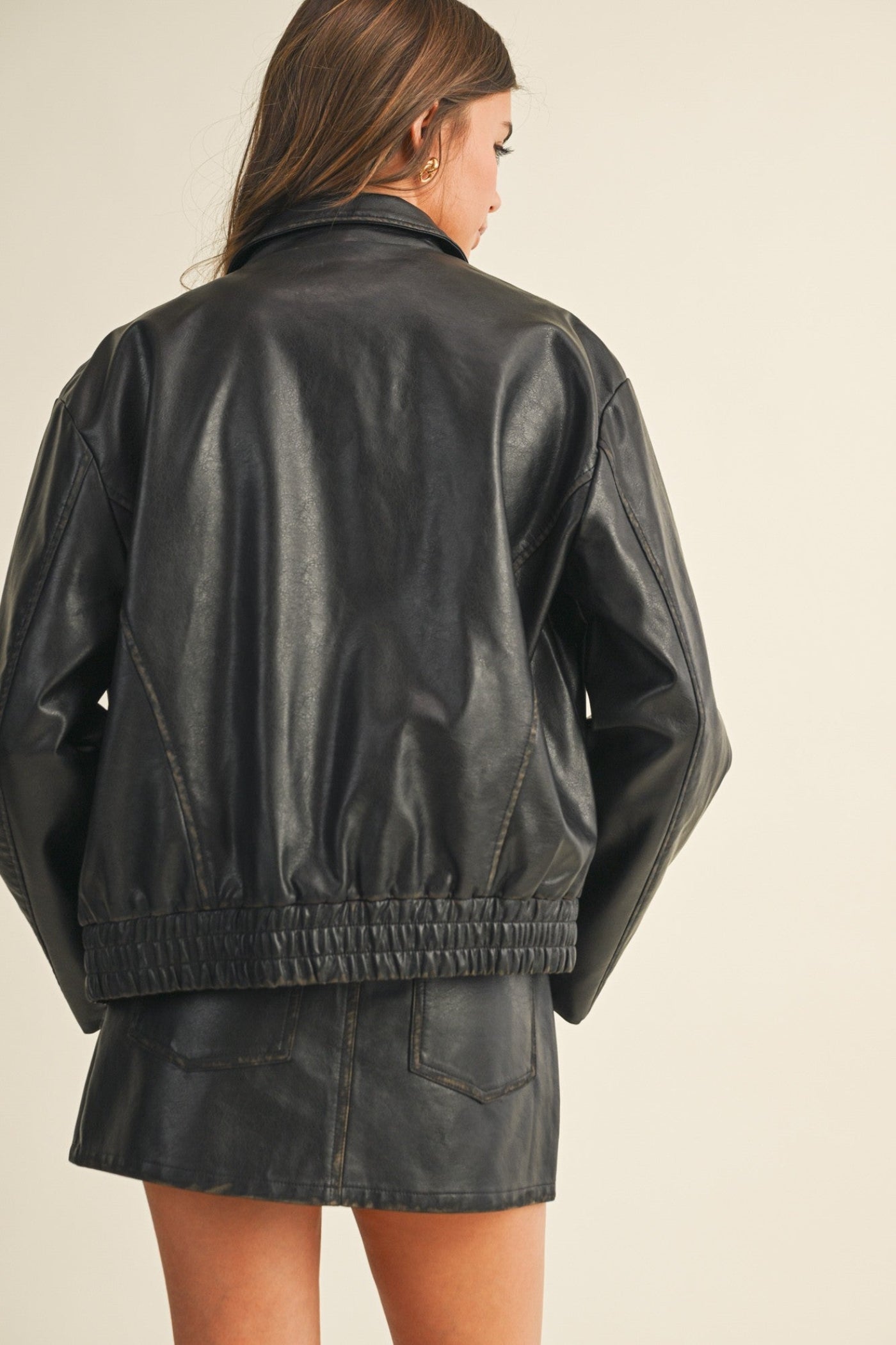 BLACK FAUX LEATHER JACKET