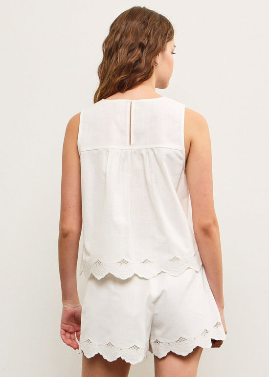 MUSTARD SEED SCALLOP EMBROIDERED EDGE SLEEVELESS TOP – DELICATE DETAILING MEETS EVERYDAY ELEGANCE CHIC BRUNCH BRIDE 