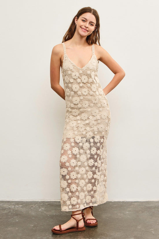 MUSTARD SEED CROCHET MAXI DRESS – TEXTURED AND ELEGANT
