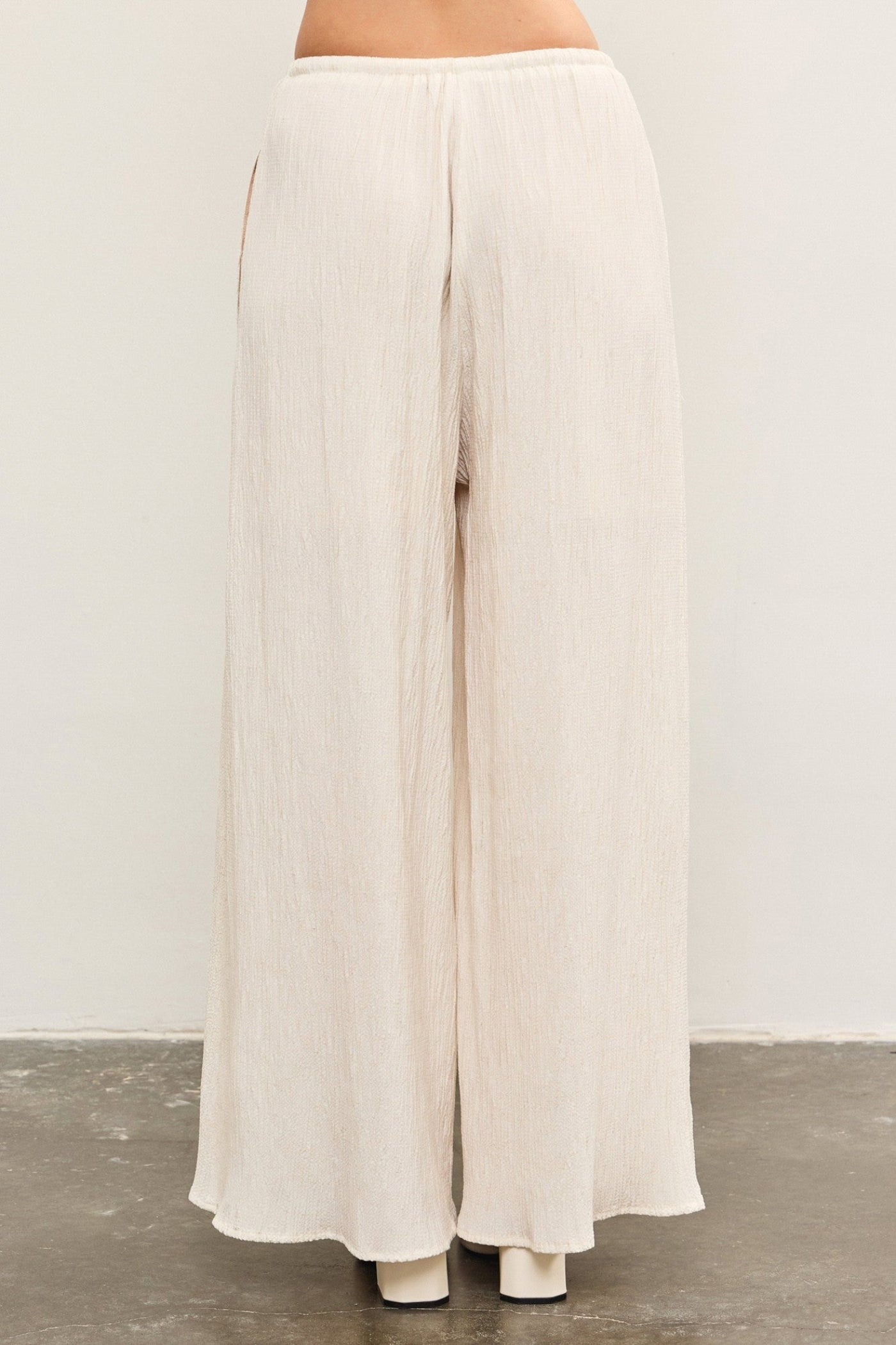 MUSTARD SEED ELASTIC WAIST WIDE LEG PANTS – WOVEN TROUSERS WITH TIE WAISTBAND