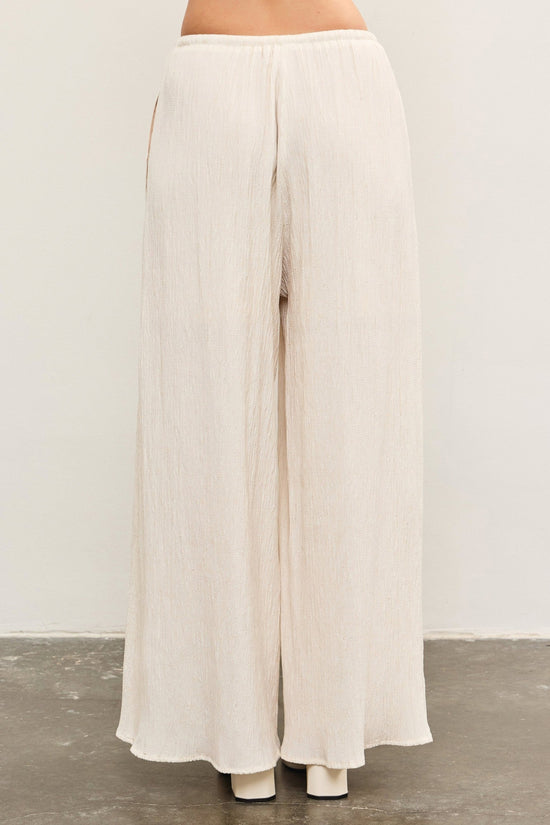 MUSTARD SEED ELASTIC WAIST WIDE LEG PANTS – WOVEN TROUSERS WITH TIE WAISTBAND