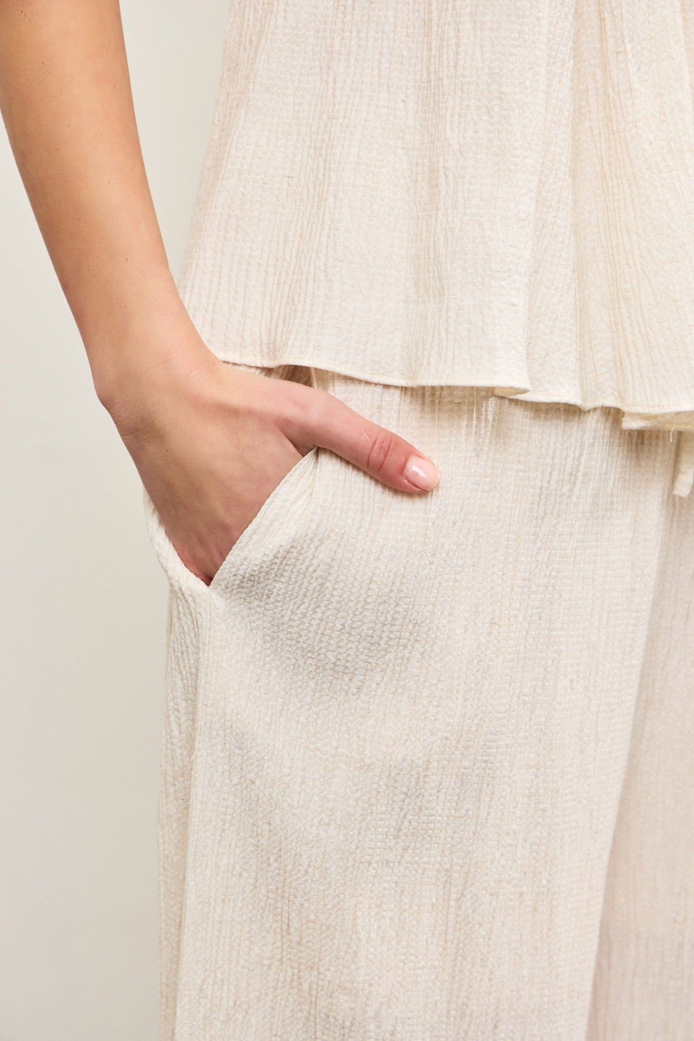 MUSTARD SEED ELASTIC WAIST WIDE LEG PANTS – WOVEN TROUSERS WITH TIE WAISTBAND CHIC POCKETS