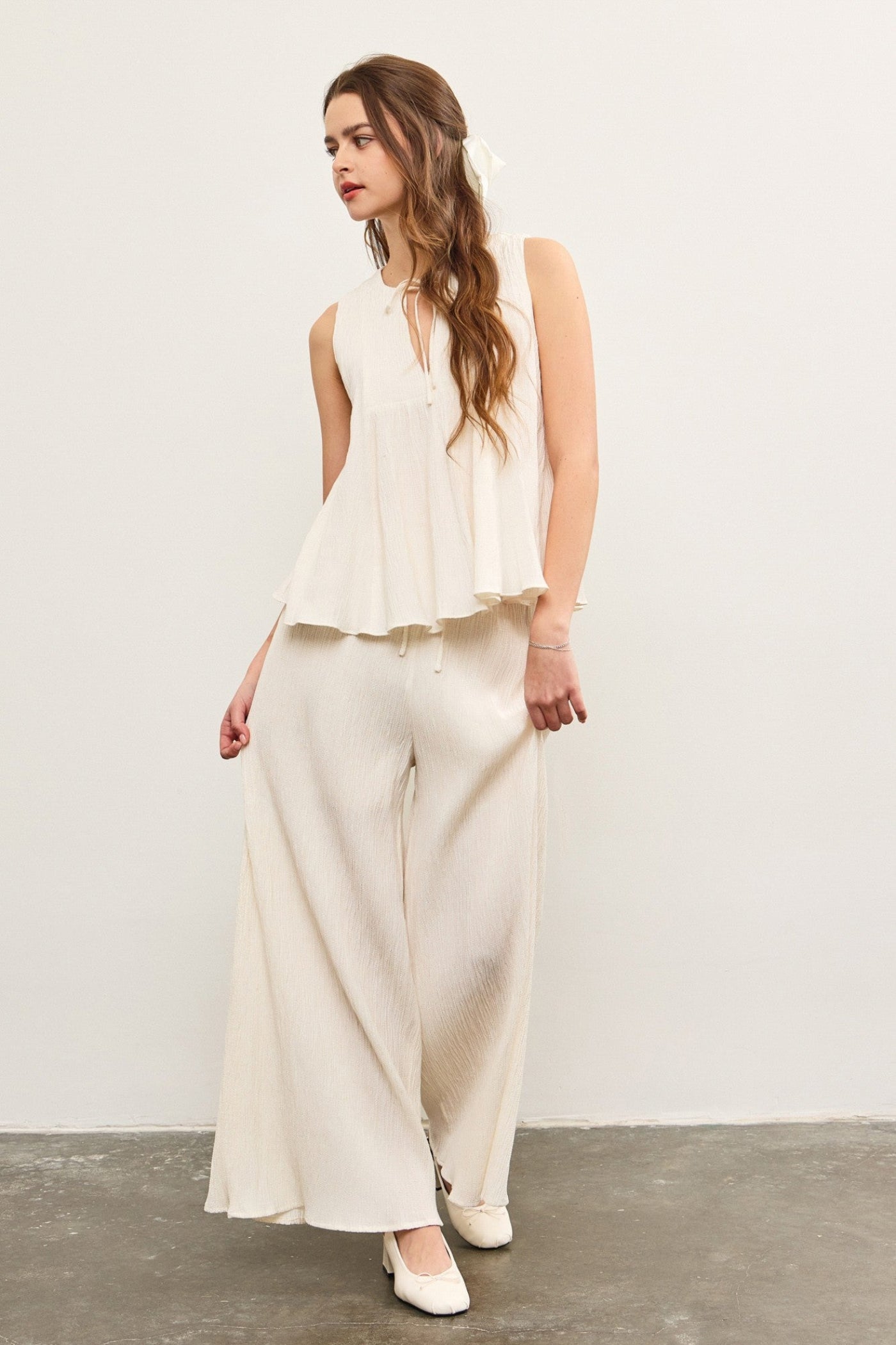 MUSTARD SEED ELASTIC WAIST WIDE LEG PANTS – WOVEN TROUSERS WITH TIE WAISTBAND CHIC BRUNCH