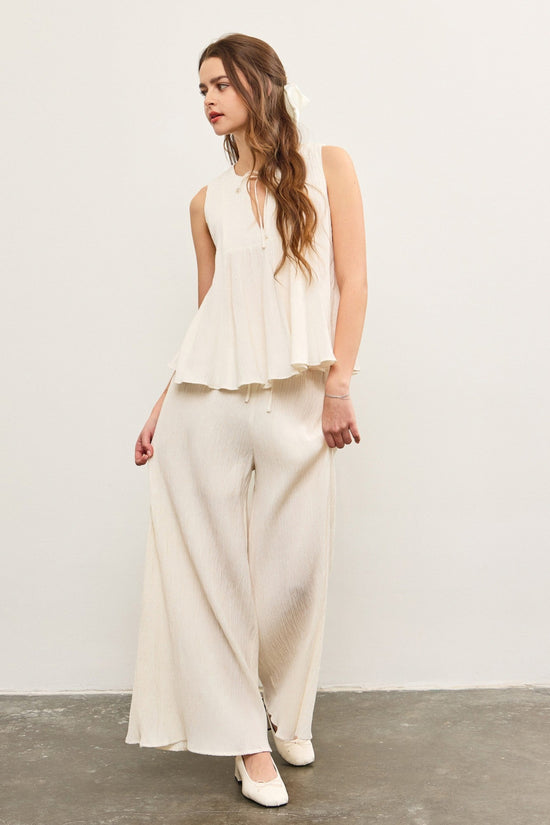 MUSTARD SEED ELASTIC WAIST WIDE LEG PANTS – WOVEN TROUSERS WITH TIE WAISTBAND CHIC BRUNCH
