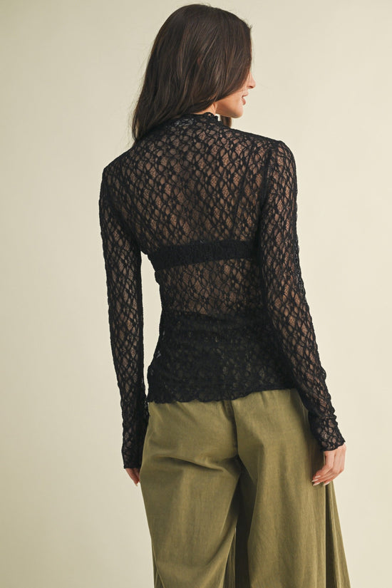 MUSTARD SEED MOCK NECK LACE TOP – AVAILABLE IN BLACK &amp; TAUPE