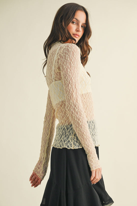 MUSTARD SEED MOCK NECK LACE TOP – AVAILABLE IN BLACK &amp; TAUPE