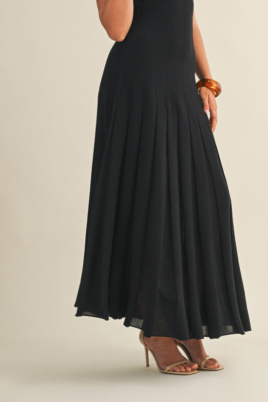 MUSTARD SEED SLEEVELESS FLARE BLACK MIDI DRESS