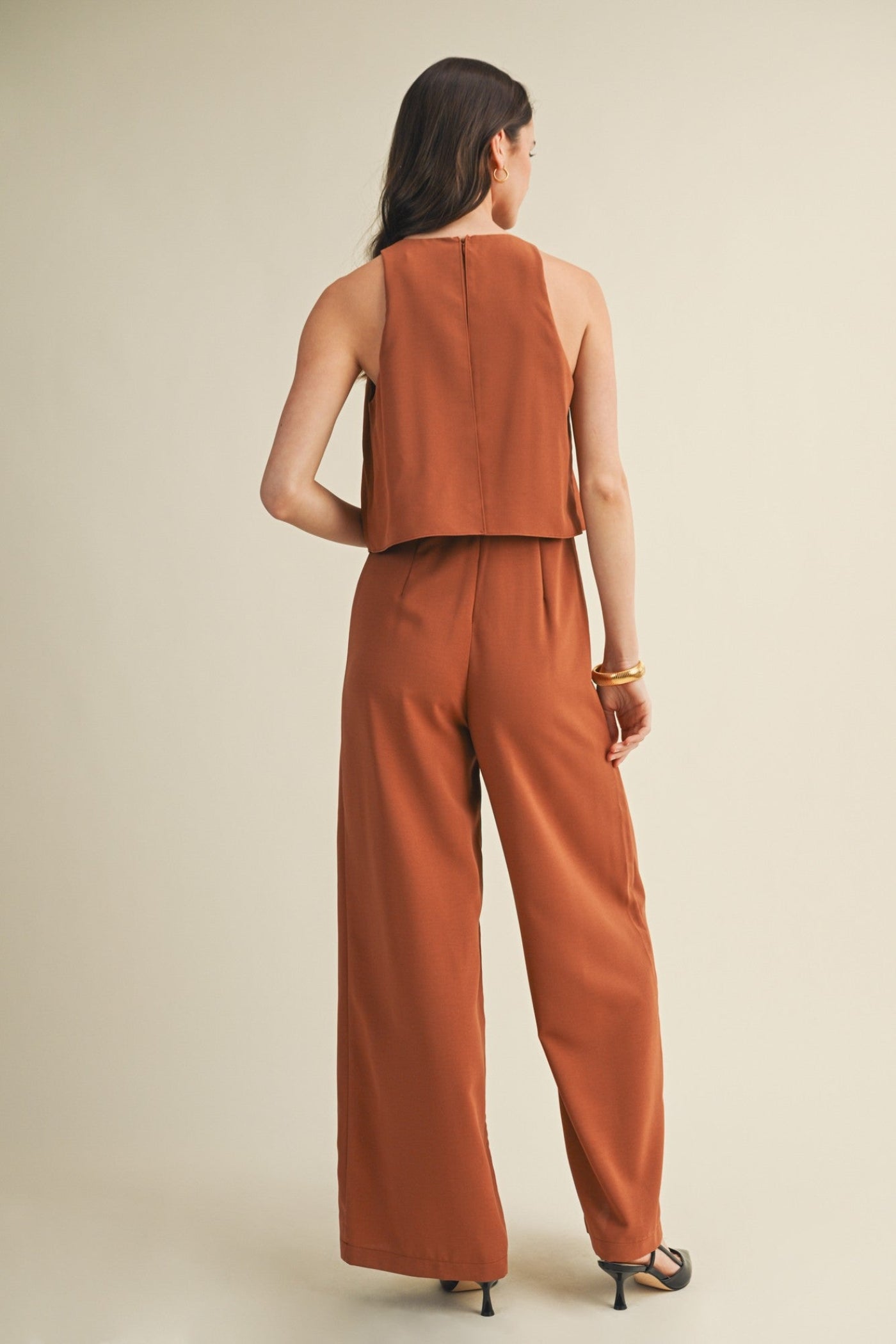 MUSTARD SEED LAYERED SLEEVELESS JUMPSUIT HAZEL COLOR