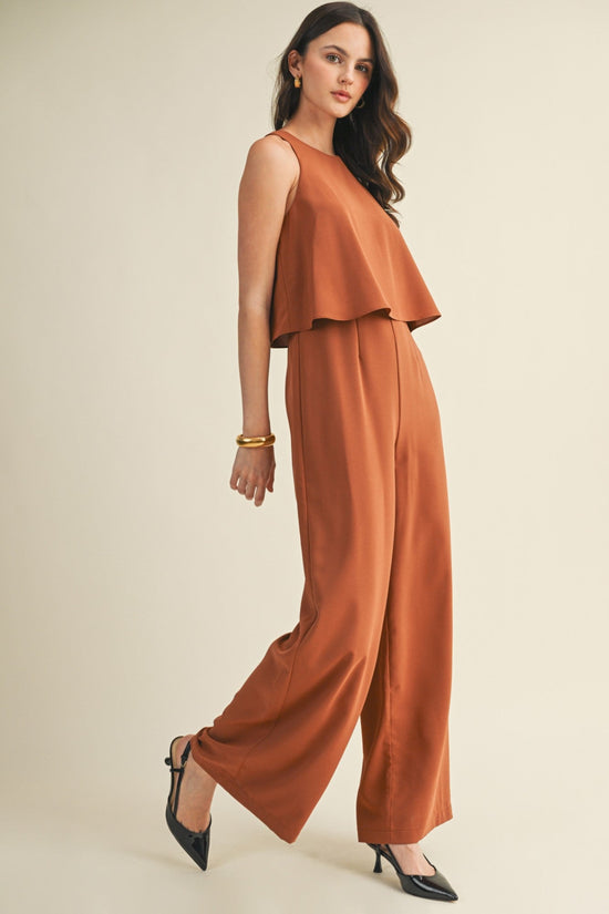 MUSTARD SEED LAYERED SLEEVELESS JUMPSUIT HAZEL COLOR