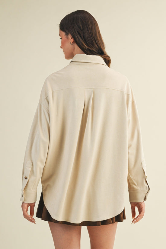 MUSTARD SEED LONG SLEEVE SUEDE SHIRT TOP – ECRU