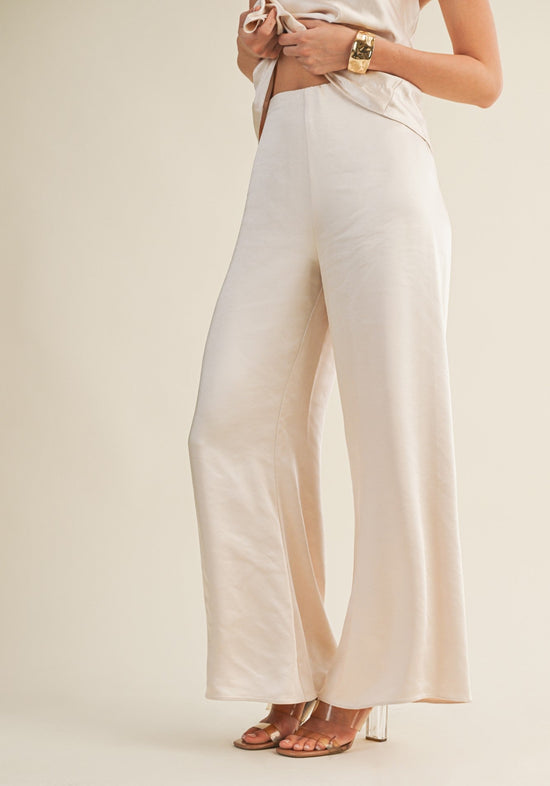 MUSTARD SEED WIDE-LEG SATIN PANTS