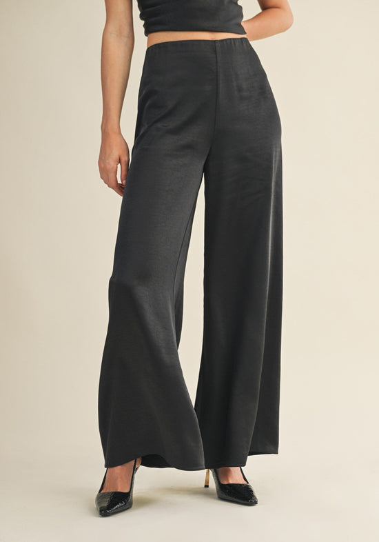 MUSTARD SEED WIDE-LEG SATIN PANTS