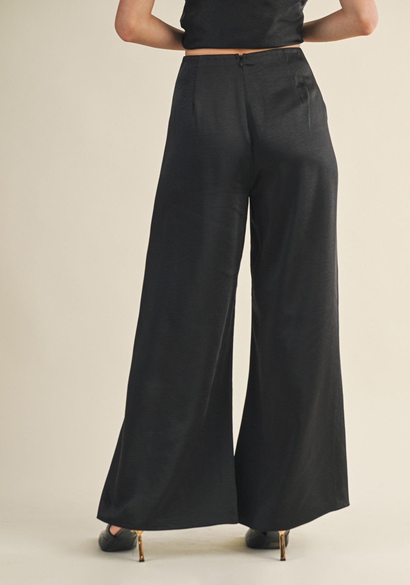 MUSTARD SEED WIDE-LEG SATIN PANTS