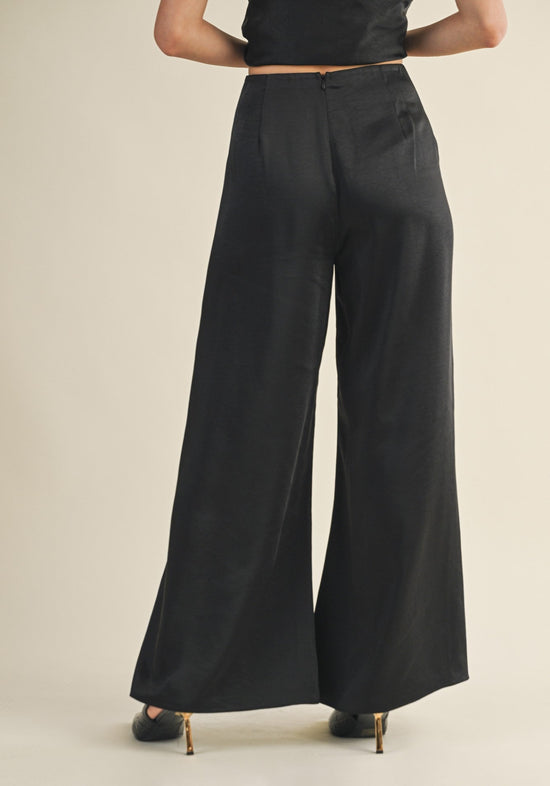 MUSTARD SEED WIDE-LEG SATIN PANTS