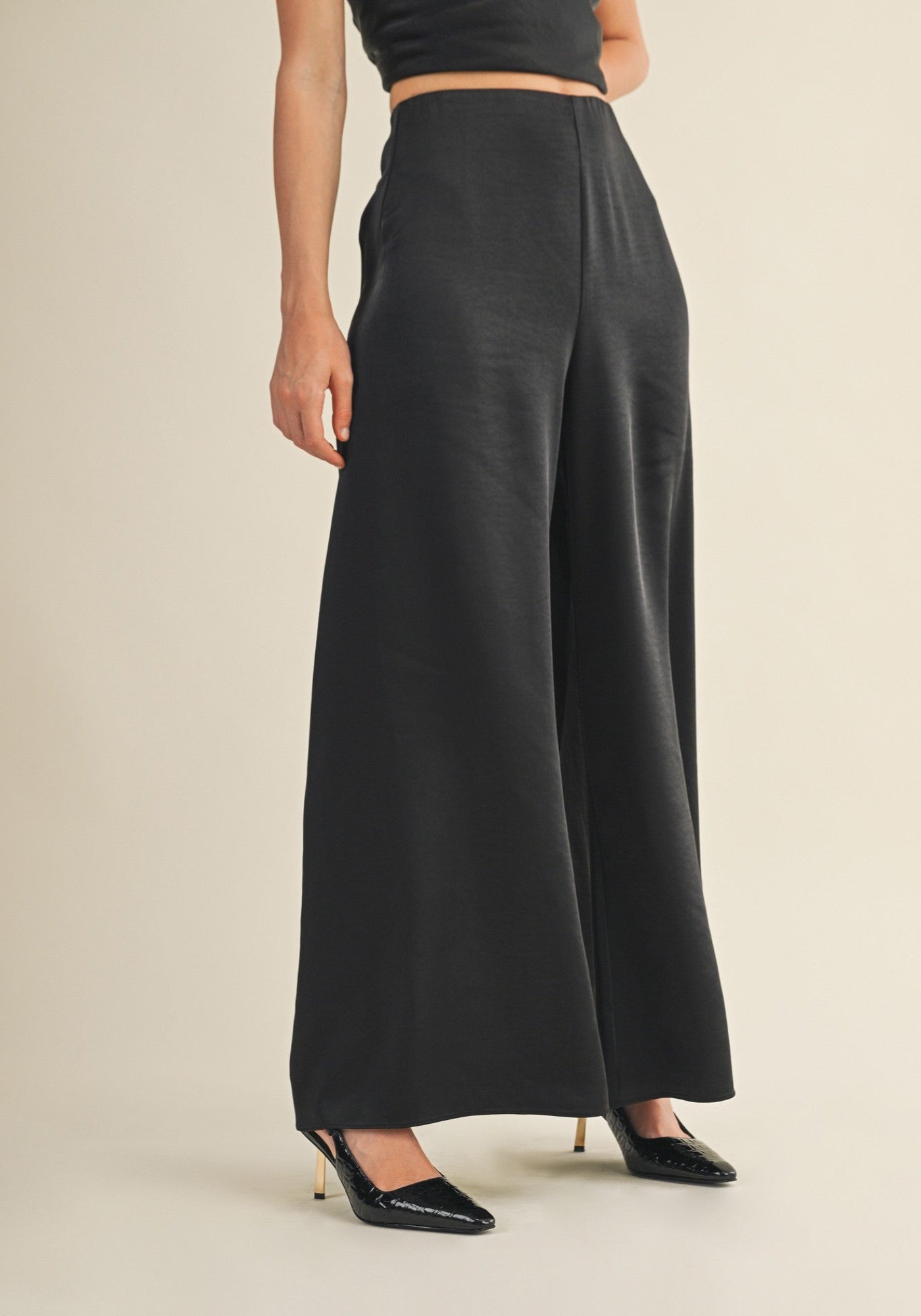 MUSTARD SEED WIDE-LEG SATIN PANTS