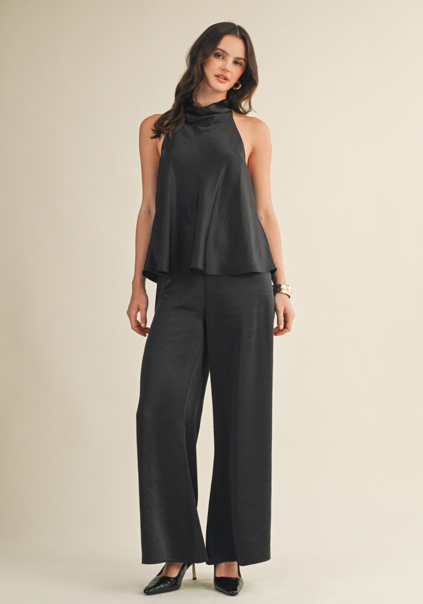 MUSTARD SEED WIDE-LEG SATIN PANTS