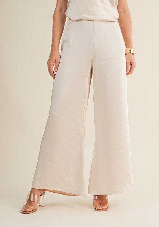 MUSTARD SEED WIDE-LEG SATIN PANTS
