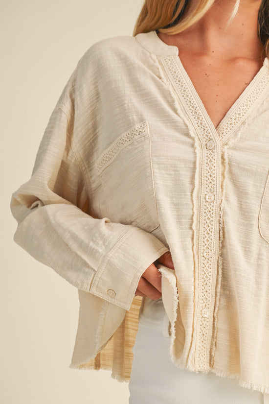 BUTTON DOWN OATMEAL TOP