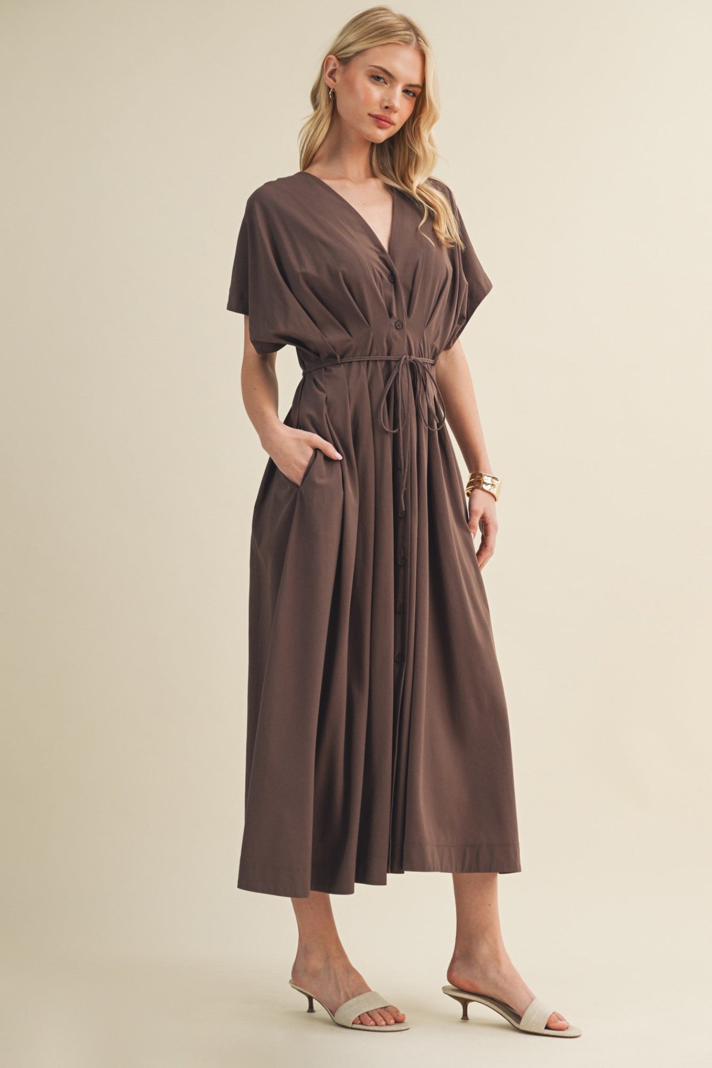 STEVIE COCOA MIDI DRESS