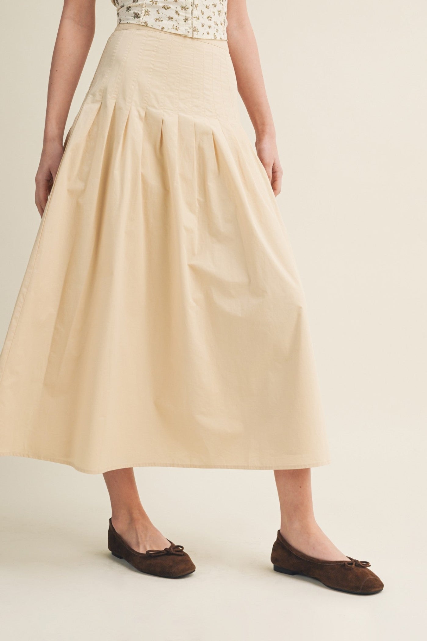 LIDIA POPLIN MIDI SKIRT