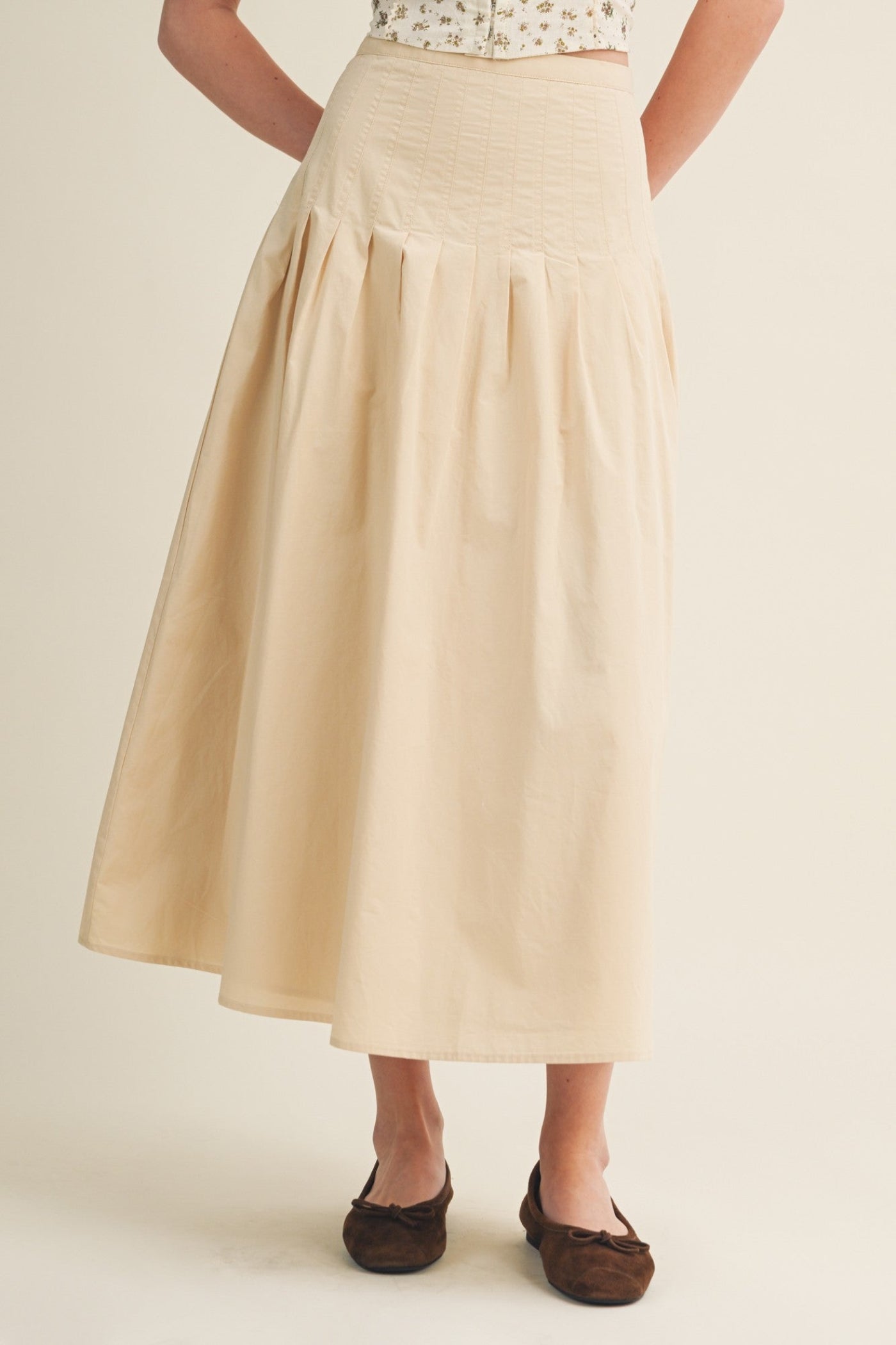 LIDIA POPLIN MIDI SKIRT