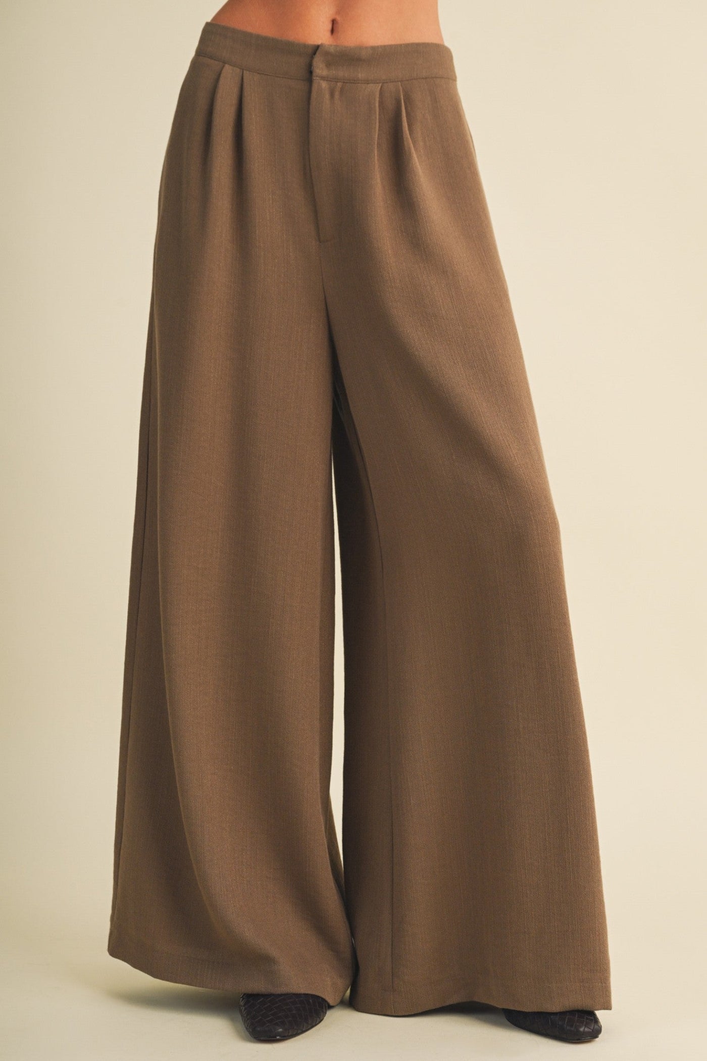 DUSTY WOOD WIDE-LEG PALAZZO PANTS