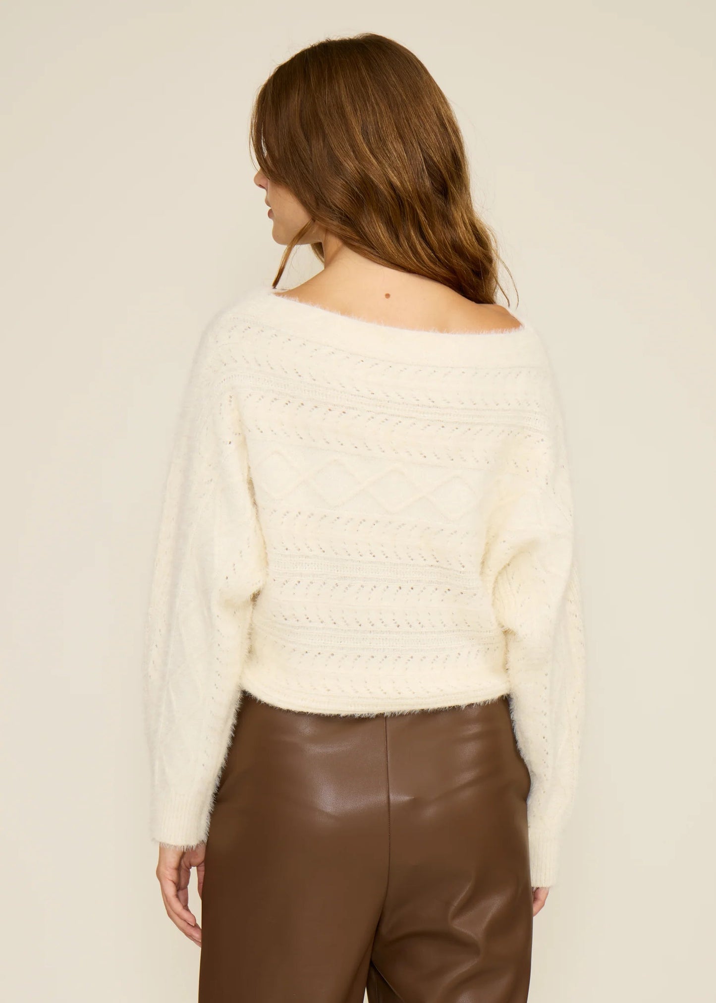 CREAM CABLE KNIT SWEATER