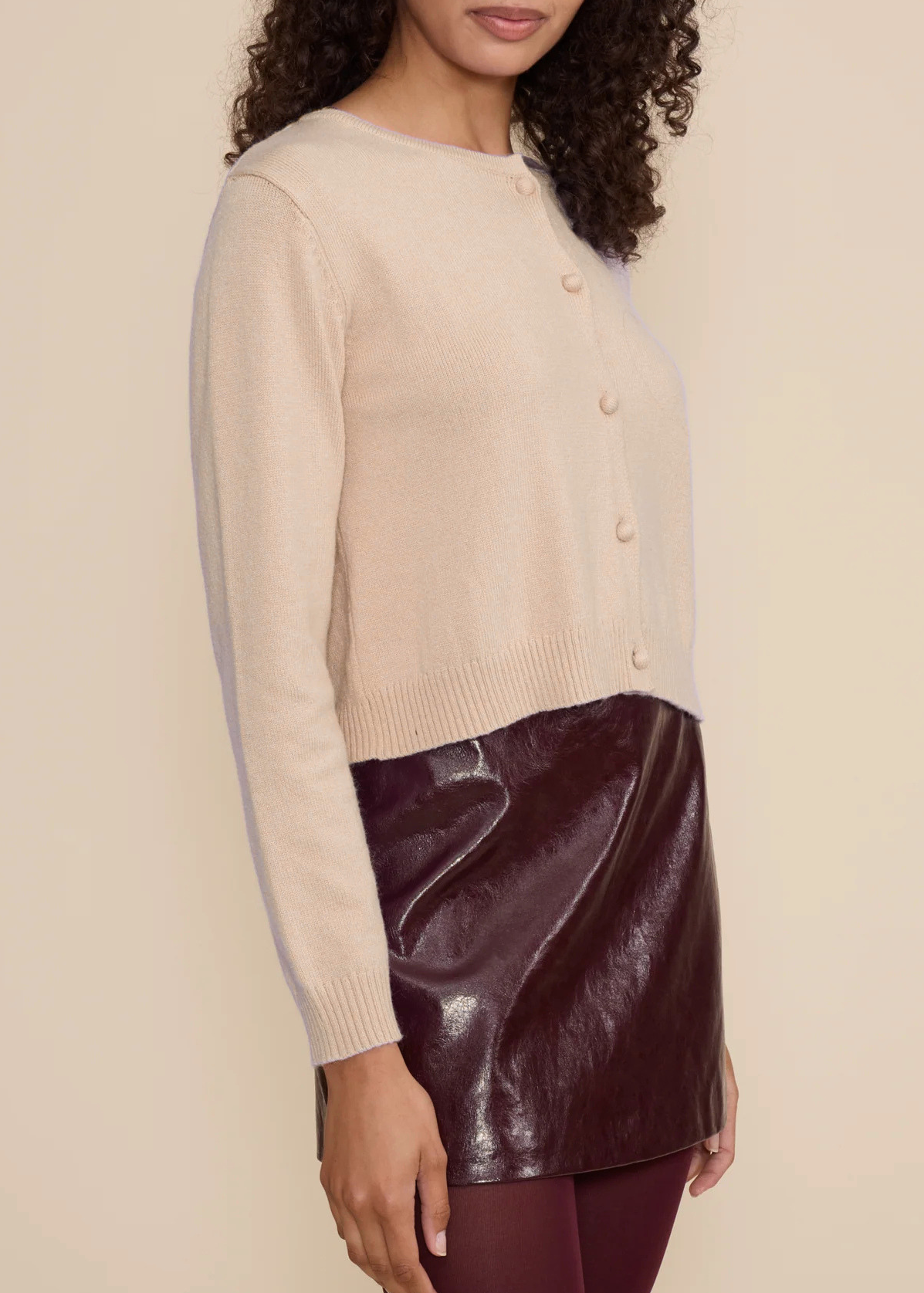 BEIGE LONG SLEEVE CARDIGAN