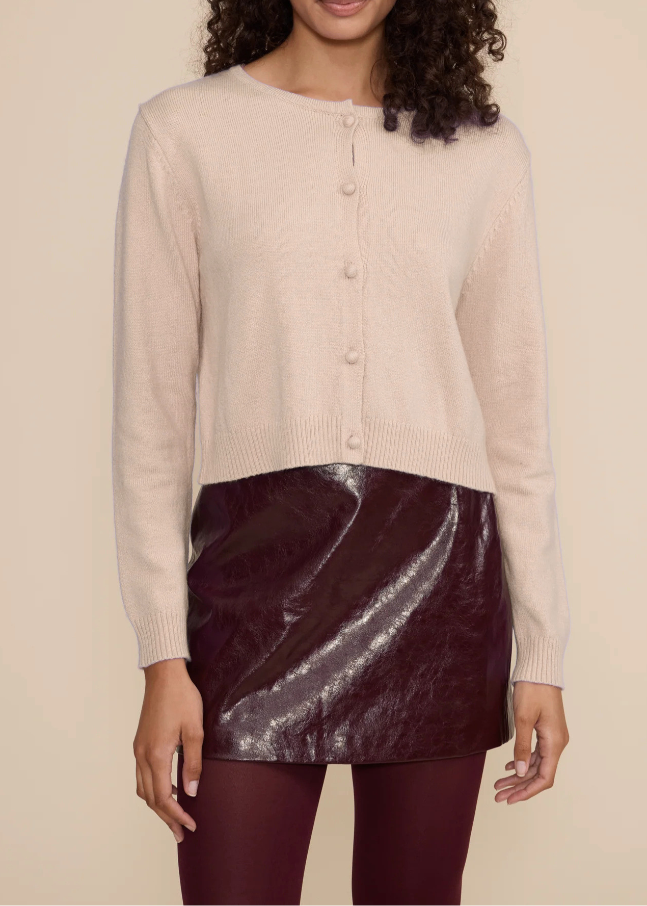 BEIGE LONG SLEEVE CARDIGAN