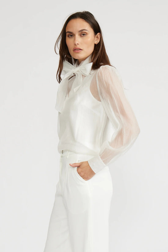 SHEER BOW WHITE BLOUSE 