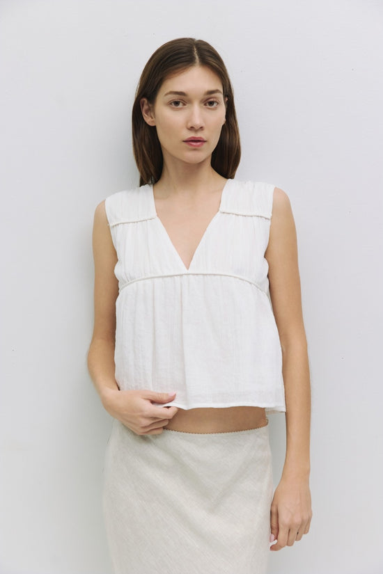 MOD REF CORA PANELED OFF WHITE SLEEVELESS TOP