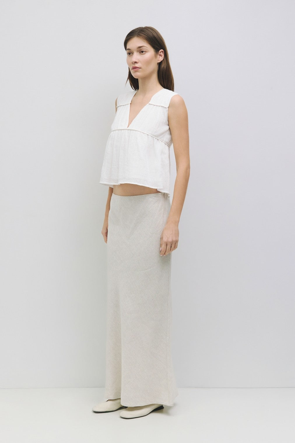 MOD REF CORA PANELED OFF WHITE SLEEVELESS TOP EASY BOHO CHIC