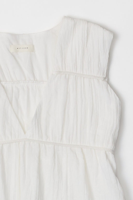 MOD REF CORA PANELED OFF WHITE SLEEVELESS TOP V NECKLINE