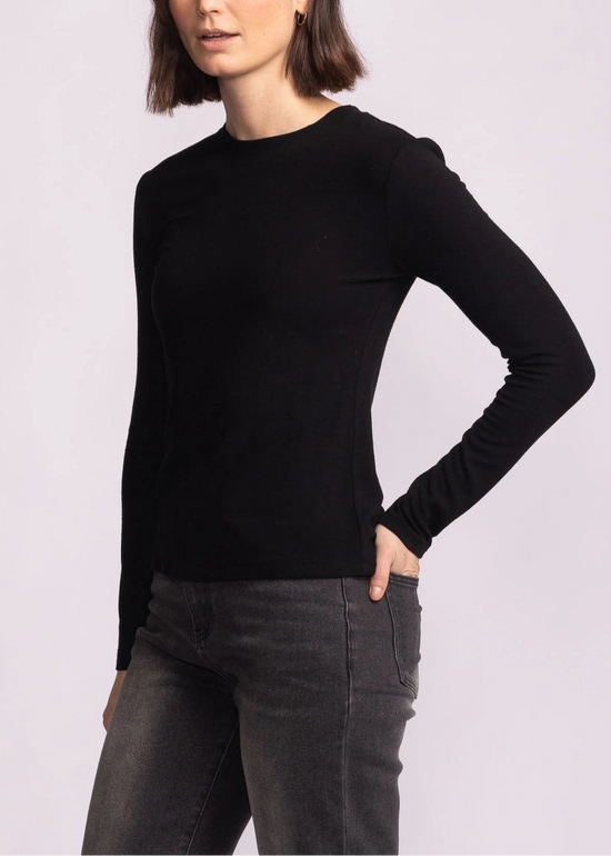 TELLEM BLACK LONG SLEEVE ROUND NECK TOP