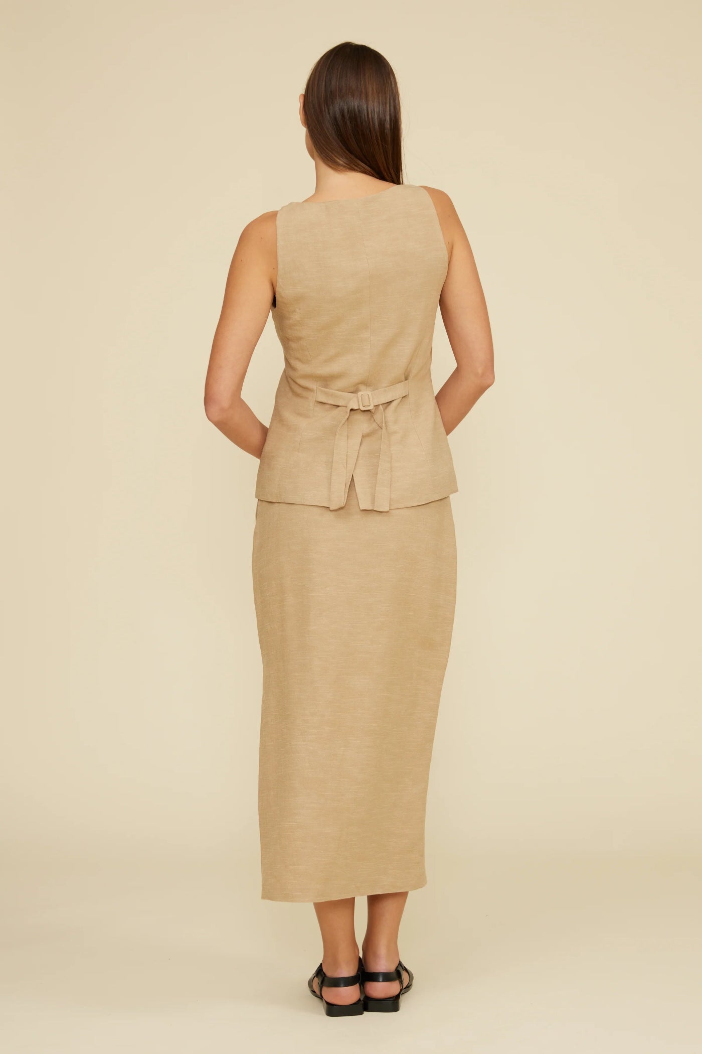 LUCY PARIS KORI VEST TOP IN KHAKI – SLEEK, TAILORED ESSENTIAL