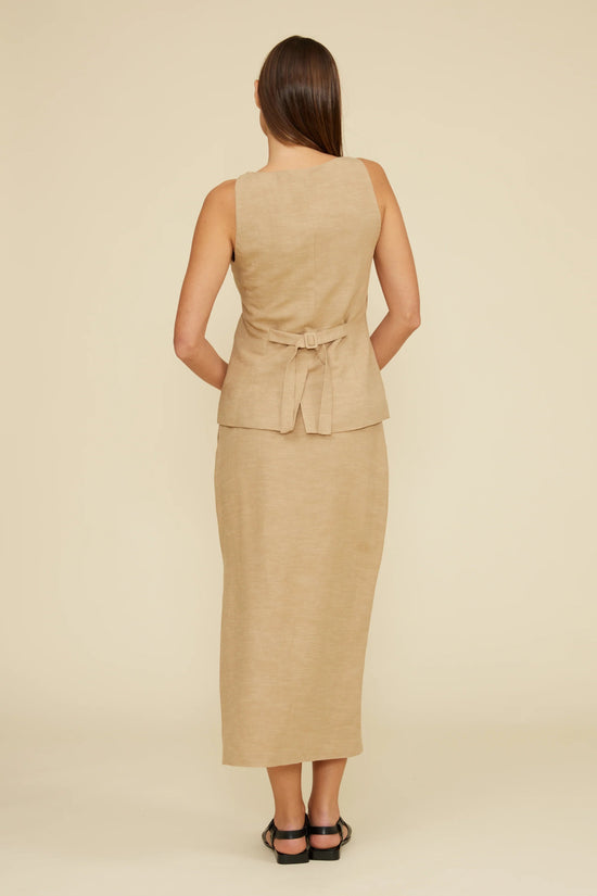 LUCY PARIS KORI VEST TOP IN KHAKI – SLEEK, TAILORED ESSENTIAL