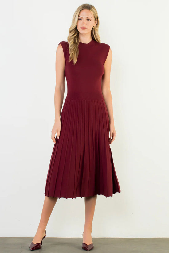 THML SLEEVELESS KNIT MAXI DRESS – BURGUNDY