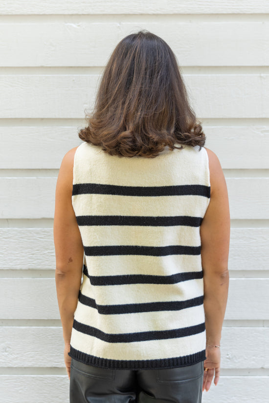 MUSTARD SEED STRIPED SLEEVELESS SWEATER TOP