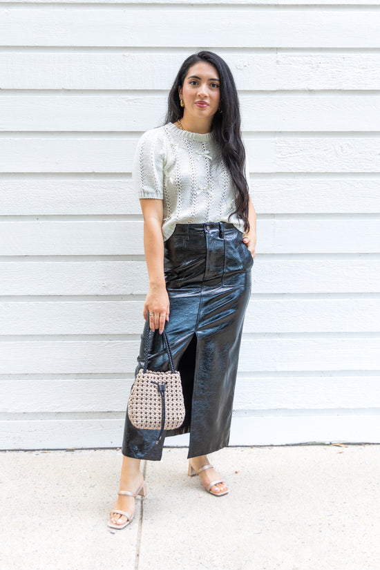 MUSTARD SEED LEATHER BLACK SKIRT