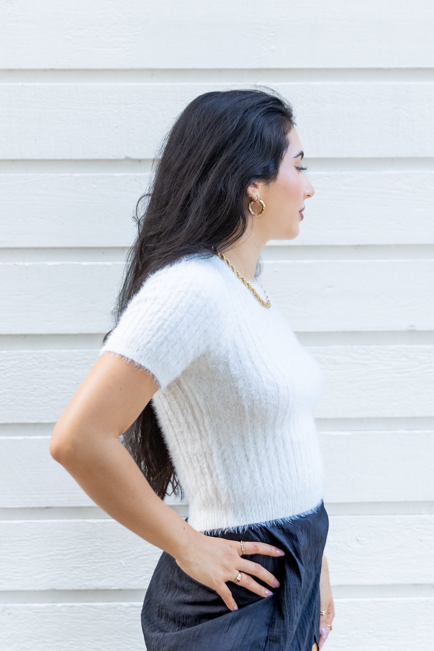 MUSTARD SEED SHORT SLEEVE COZY SWEATER TOP