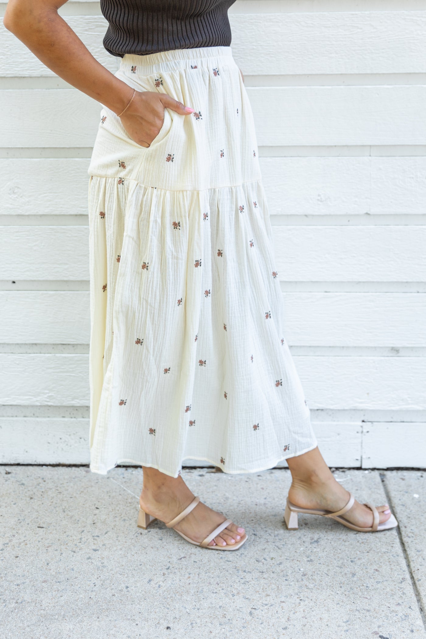 GRADE & GATHER FLOWY FLORAL SOY MAXI SKIRT