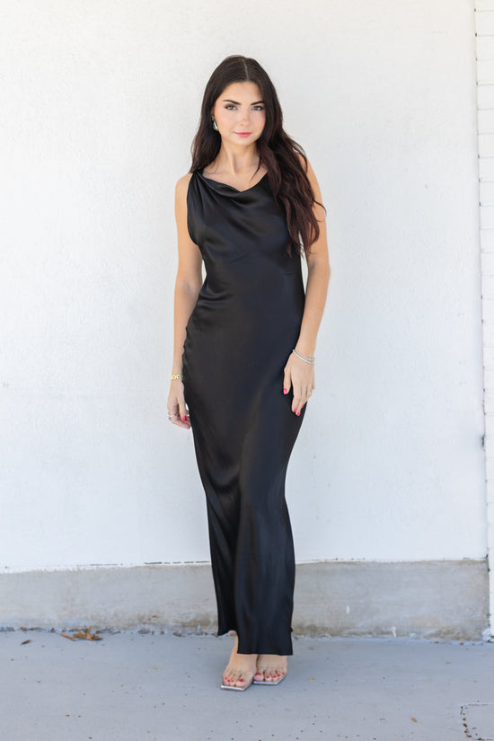 BLACK SATIN DRESS