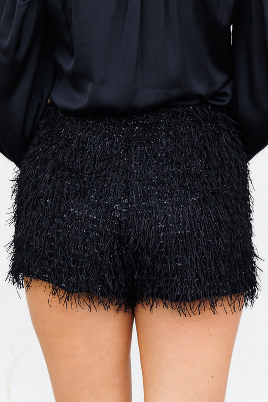 MUSTARD SEED TINSEL BLACK SHORTS WITH INVISIBLE ZIPPER